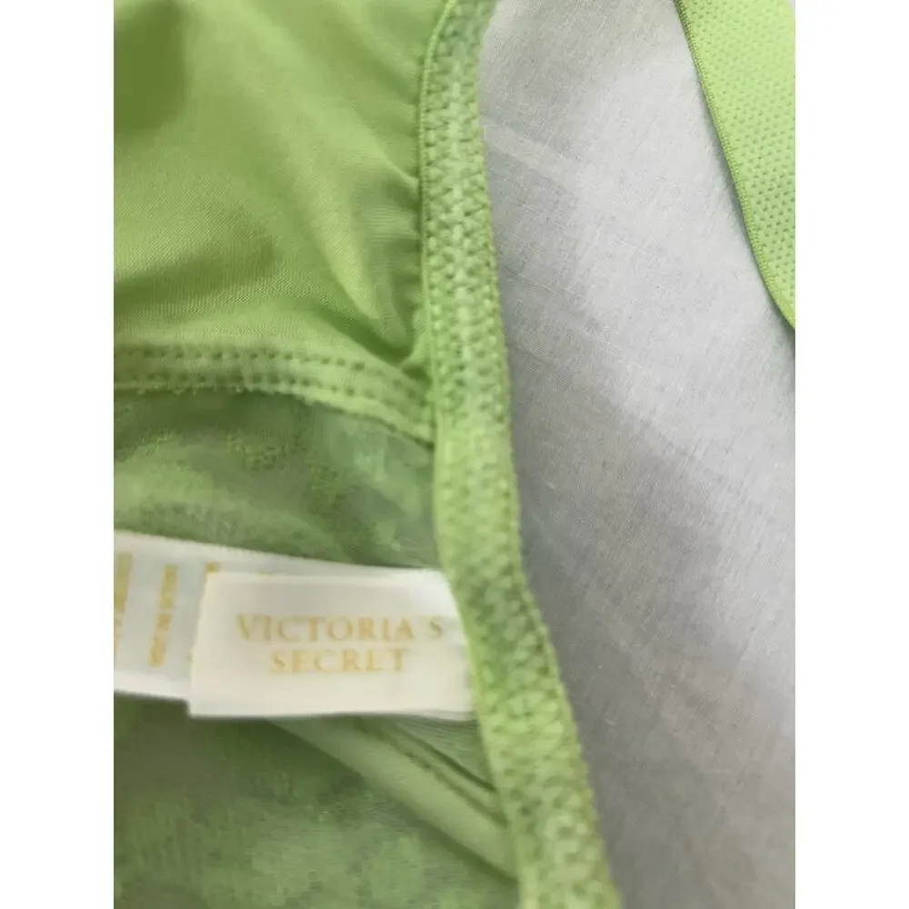 Vintage Victoria Secret Gold Label Lace‎ Bra Underwire 34DD Bright Apple Green